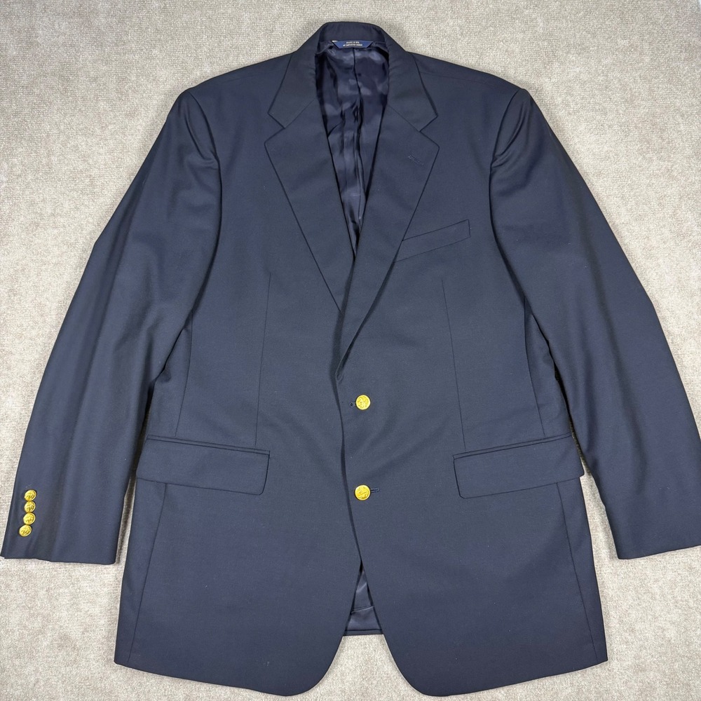 Brooks Brothers Brooksease Navy Blazer Loro Piana Super 120s Wool 44 Long USA